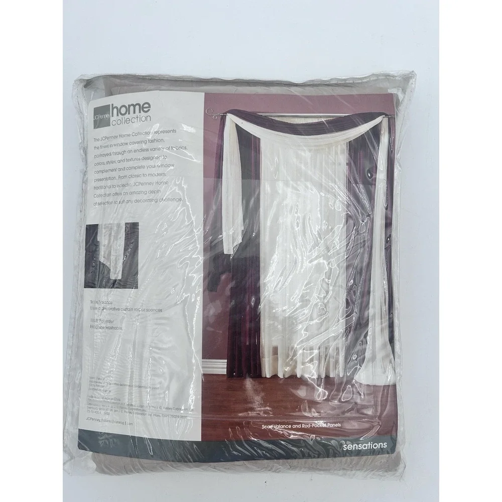 JCPenney Home Collection Sensations Scarf‎ Valance Linen Sheer Window Drape